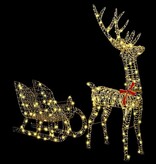 VidaXL Rendier trek slede met 200 LED Warmwit 70 x 26 x 128,5 cm PET