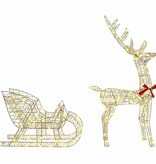 VidaXL Rendier trek slede met 200 LED Warmwit 70 x 26 x 128,5 cm PET