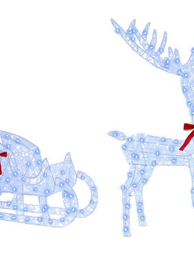 VidaXL Rendier trek slede met 200 LED Blauw 70 x 26 x 128.5 cm Acryl