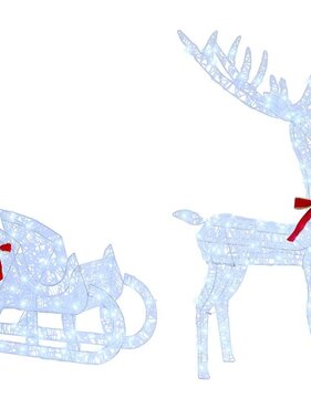 VidaXL Rendier trek slede met 200 LED Koudwit 70 x 26 x 128.5 cm Acryl