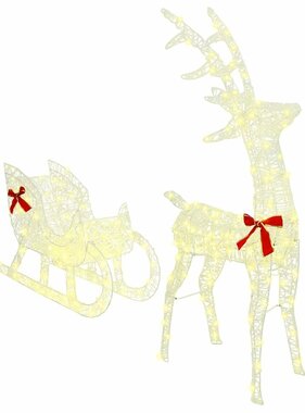 VidaXL Rendier trek slede met 200 LED Warmwit 70 x 26 x 128.5 cm Acryl