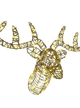 VidaXL Rendier trek slede met 140 LED Warmwit 60 cm Rattan