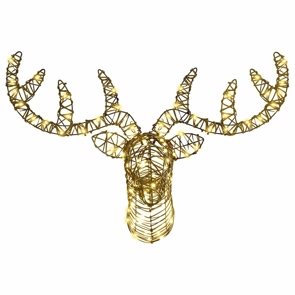 VidaXL Rendier trek slede met 140 LED Warmwit 60 cm Rattan