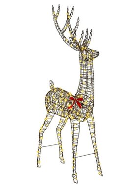 VidaXL 3D Rendier met 250 LED Warmwit 180 cm Rattan