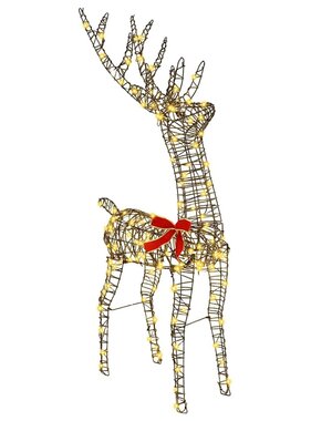 VidaXL 3D Rendier met 140 LED Warmwit 128 cm Rattan