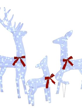 VidaXL Rendierfamilie met 300 LED 3 pcs Koudwit 68 x 26 x 127 cm Stof