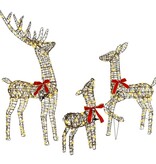 VidaXL Rendier Familie 3 pcs Warmwit 67 x 26 x 127 cm Rattan