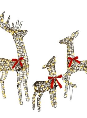 VidaXL Rendier Familie 3 pcs Warmwit 67 x 26 x 127 cm Rattan