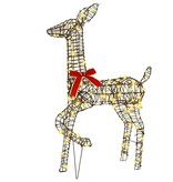 VidaXL Rendier Familie 3 pcs Warmwit 67 x 26 x 127 cm Rattan