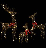 VidaXL Rendier Familie 3 pcs Warmwit 67 x 26 x 127 cm Rattan