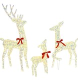 VidaXL Rendier Familie met 300 LED 3 pcs Warmwit 67 x 26 x 127 cm PET