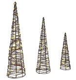 VidaXL Kerstboom met 90 LED 3 pcs Warmwit 20 x 20 x 80 cm Rattan