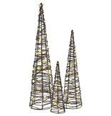 VidaXL Kerstboom met 90 LED 3 pcs Warmwit 20 x 20 x 80 cm Rattan