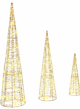 VidaXL Kerstboom met 90 LED 3 pcs Warmwit 20 x 20 x 80 cm PET