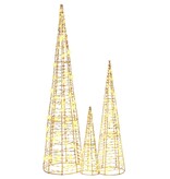 VidaXL Kerstboom met 90 LED 3 pcs Warmwit 20 x 20 x 80 cm PET