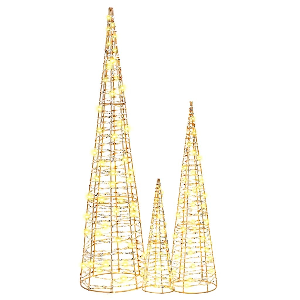 VidaXL Kerstboom met 90 LED 3 pcs Warmwit 20 x 20 x 80 cm PET