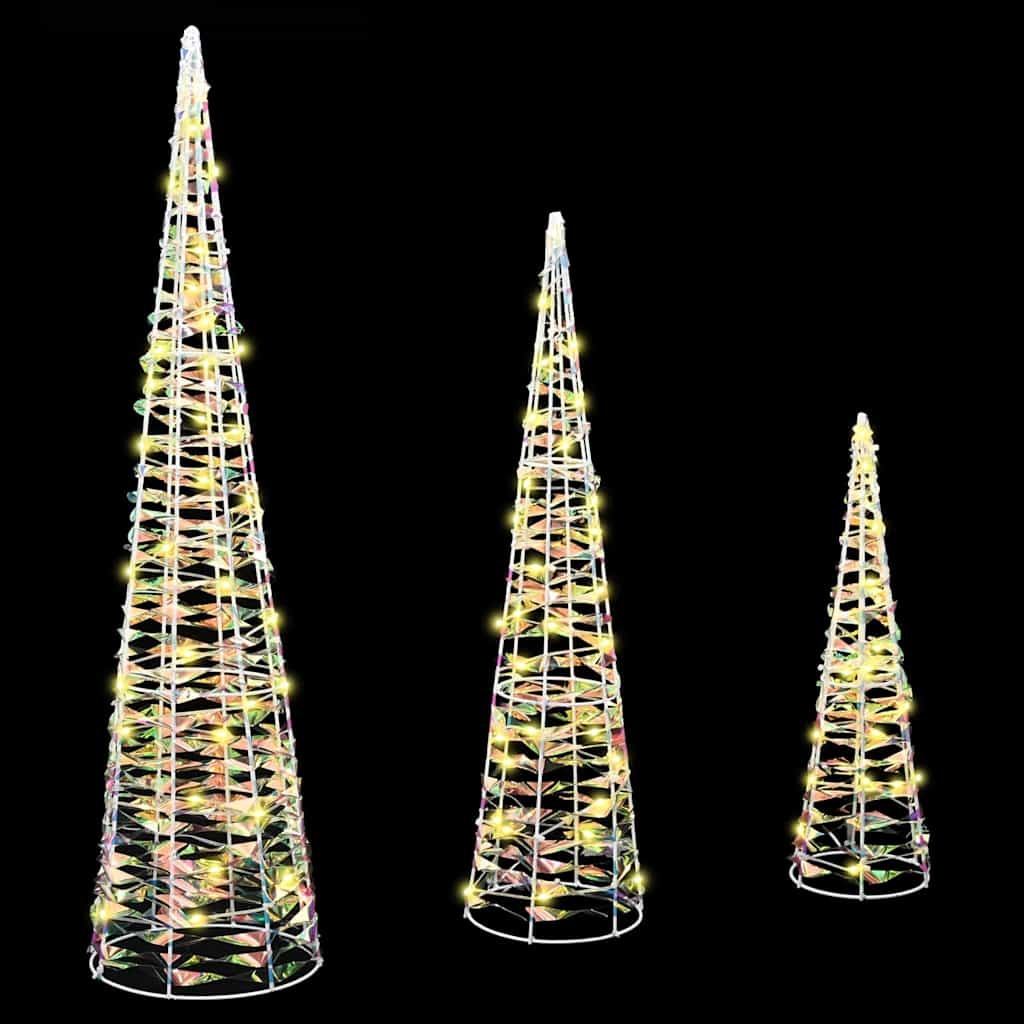 VidaXL Kerstboom met 90 LED 3 pcs Warmwit 20 x 20 x 80 cm PET