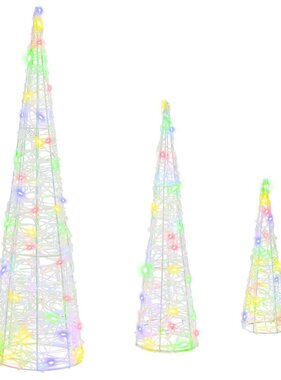 VidaXL Kerstboom met 90 LED 3 pcs Multikleur 20 x 20 x 80 cm Acryl