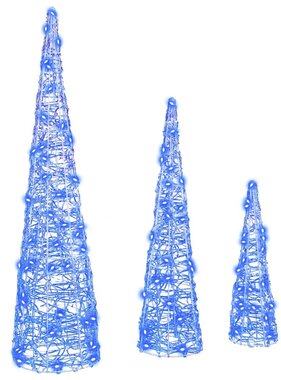 VidaXL Kerstboom met 90 LED 3 pcs Blauw 20 x 20 x 80 cm Acryl