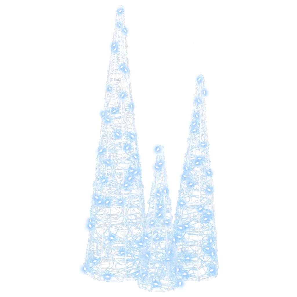 VidaXL Kerstboom met 90 LED 3 pcs Koudwit 20 x 20 x 80 cm Acryl