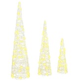 VidaXL Kerstboom met 90 LED 3 pcs Warmwit 20 x 20 x 80 cm Acryl