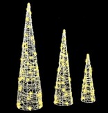 VidaXL Kerstboom met 90 LED 3 pcs Warmwit 20 x 20 x 80 cm Acryl