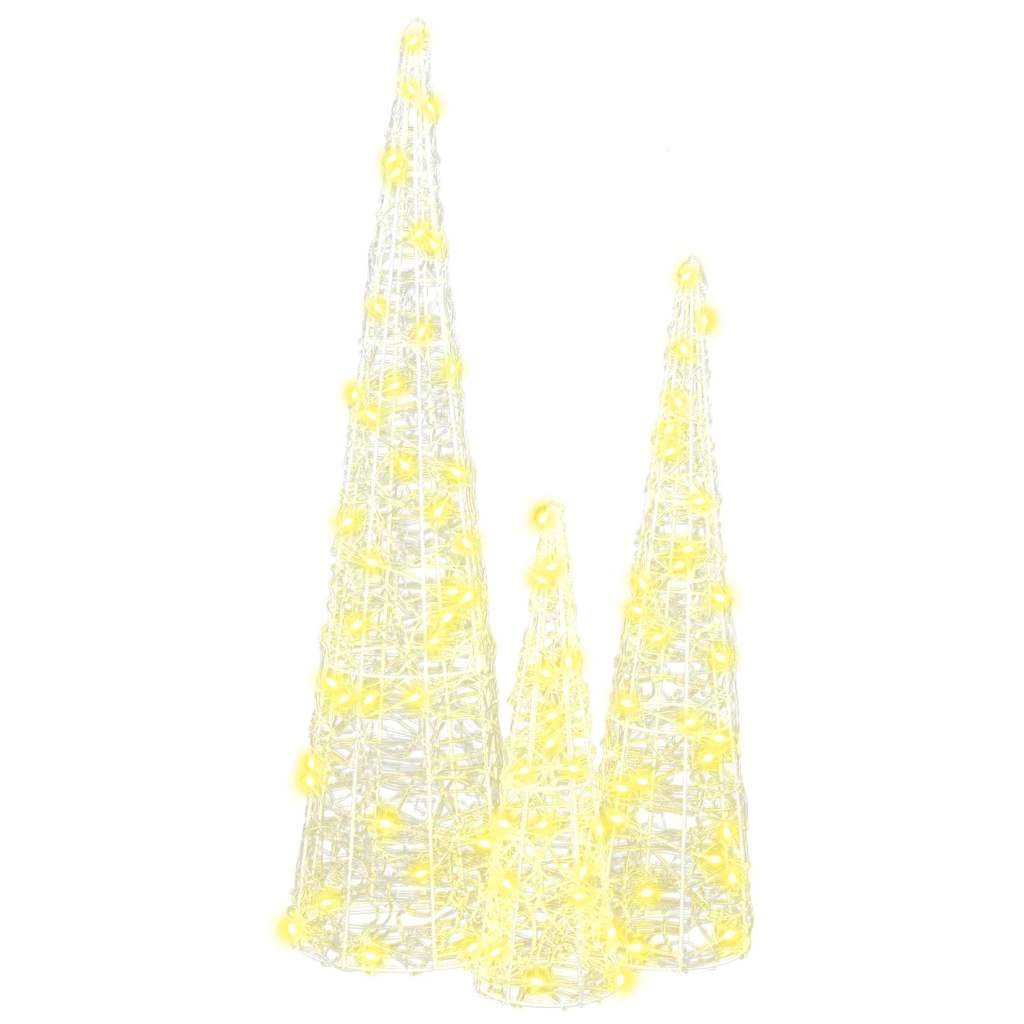 VidaXL Kerstboom met 90 LED 3 pcs Warmwit 20 x 20 x 80 cm Acryl