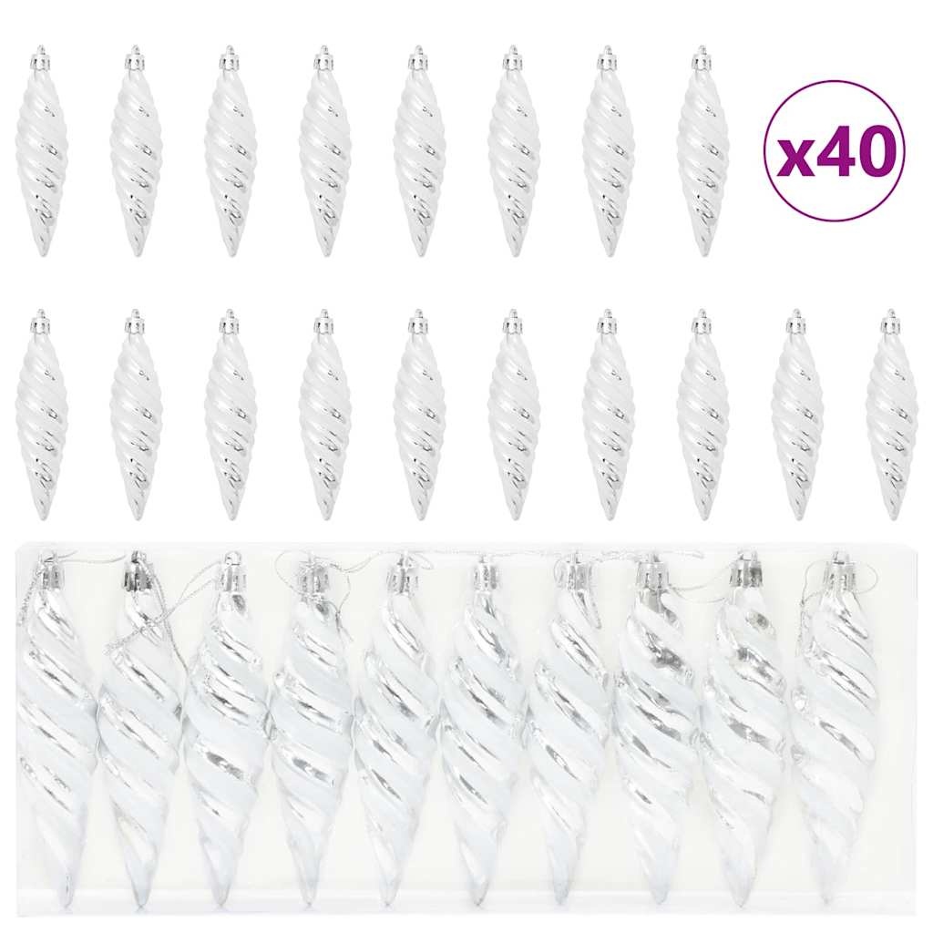 VidaXL Kerst Spiralvorm Bal 40 pcs Zilver