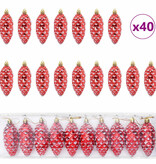 VidaXL Kerstdennenappeltje 40 pcs Rood
