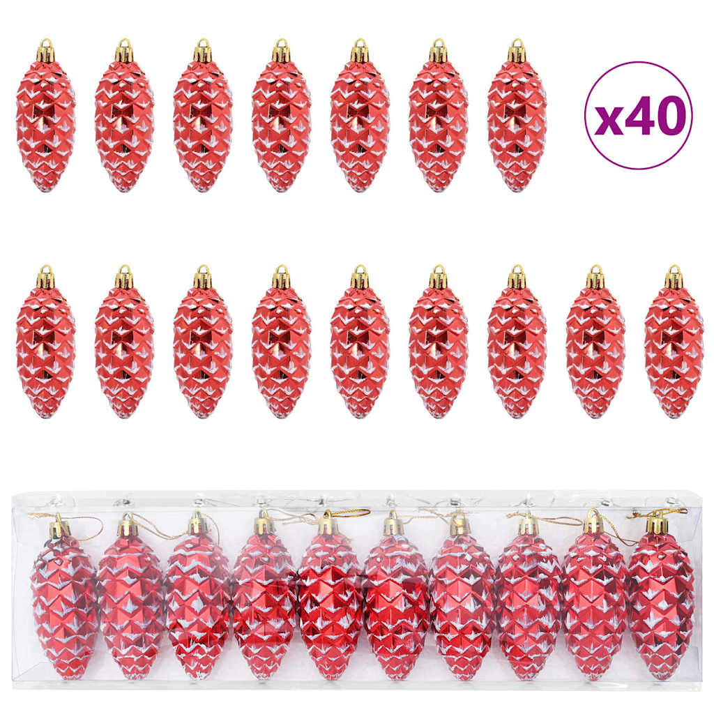 VidaXL Kerstdennenappeltje 40 pcs Rood