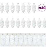VidaXL Kerstdennenappeltje 40 pcs Wit