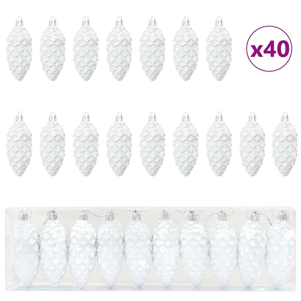 VidaXL Kerstdennenappeltje 40 pcs Wit
