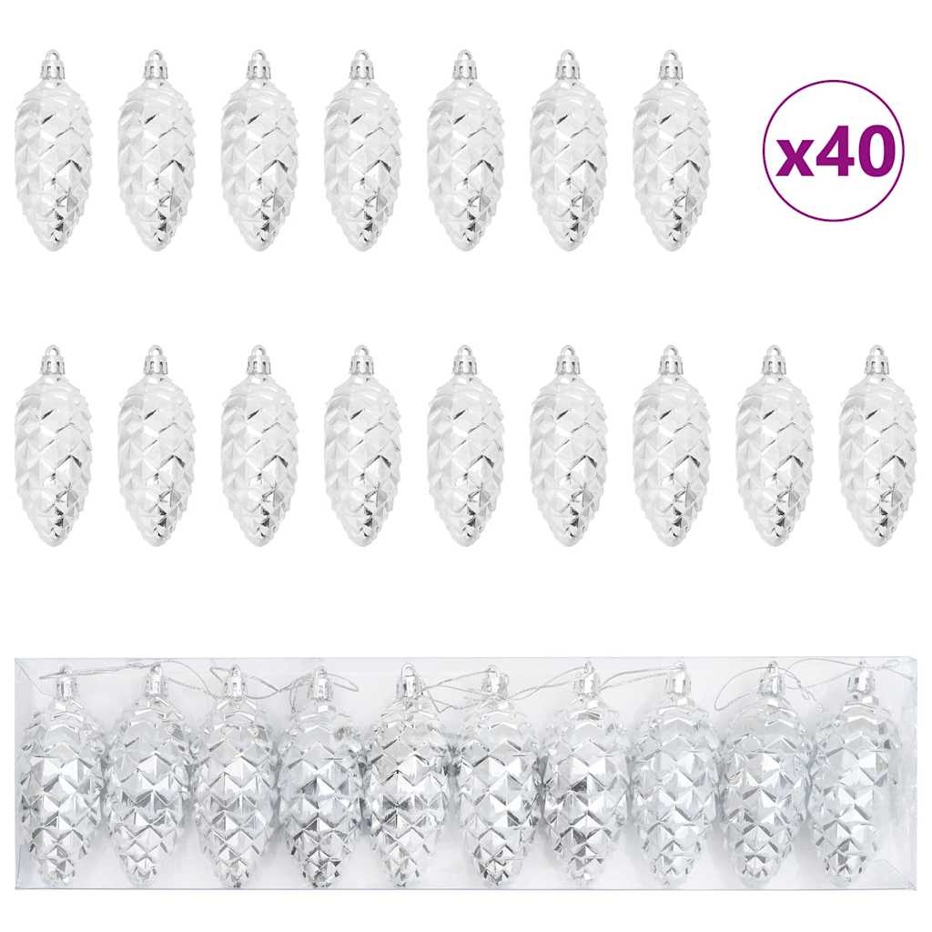 VidaXL Kerstdennenappeltje 40 pcs Zilver