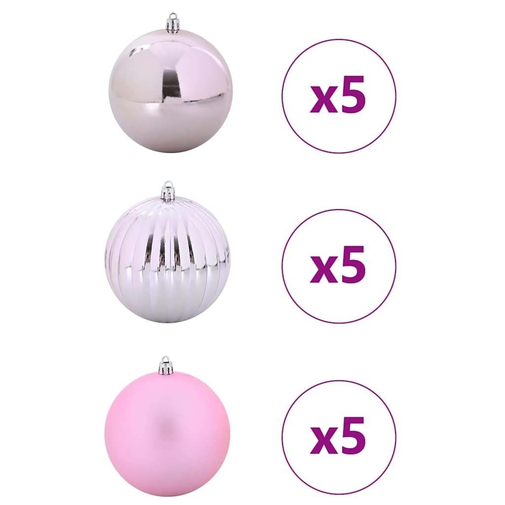VidaXL Kerstbal Set 15 pcs Roze XL