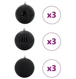 VidaXL Kerstbal Set 9 pcs Zwart XL