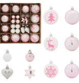 VidaXL Kerstbal Set 40 pcs Wit en Roze Kunststof