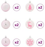 VidaXL Kerstbal Set 40 pcs Wit en Roze Kunststof