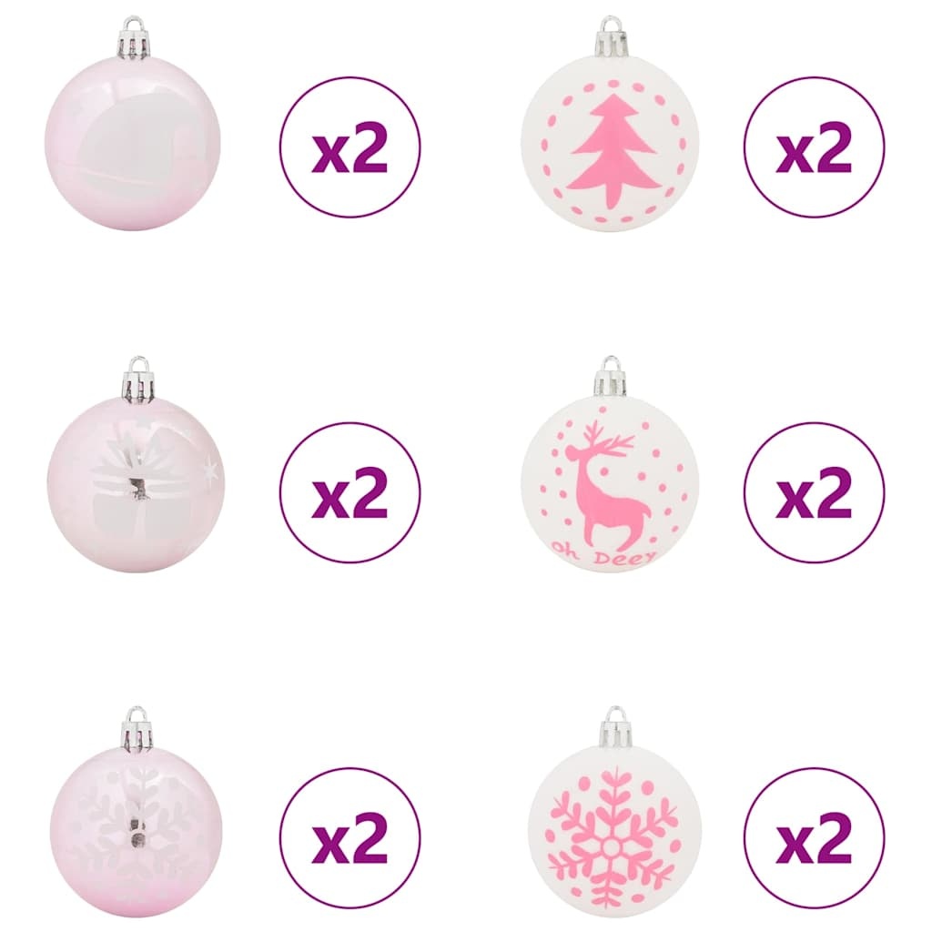 VidaXL Kerstbal Set 40 pcs Wit en Roze Kunststof