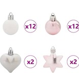 VidaXL Kerstbal Set 40 pcs Wit en Roze Kunststof