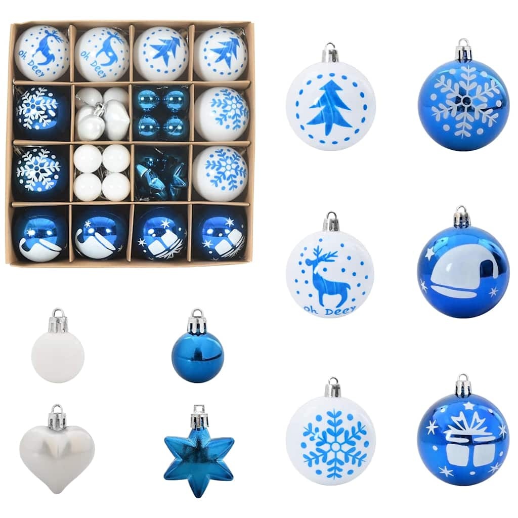 VidaXL Kerstbal Set 40 pcs Blauw en Wit Kunststof