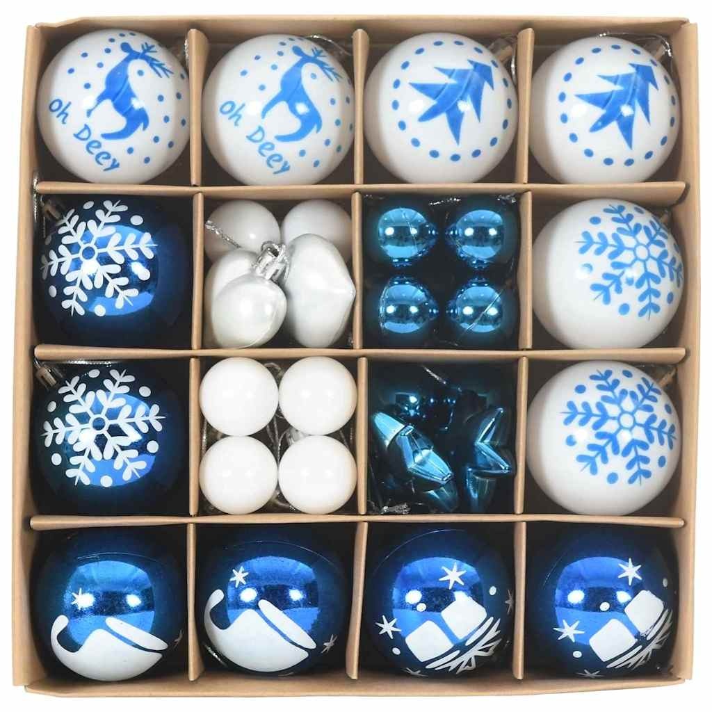 VidaXL Kerstbal Set 40 pcs Blauw en Wit Kunststof