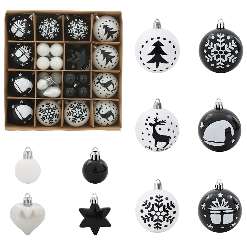 VidaXL Kerstbal Set 40 pcs Zwart en Wit Kunststof