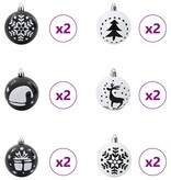 VidaXL Kerstbal Set 40 pcs Zwart en Wit Kunststof