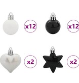 VidaXL Kerstbal Set 40 pcs Zwart en Wit Kunststof