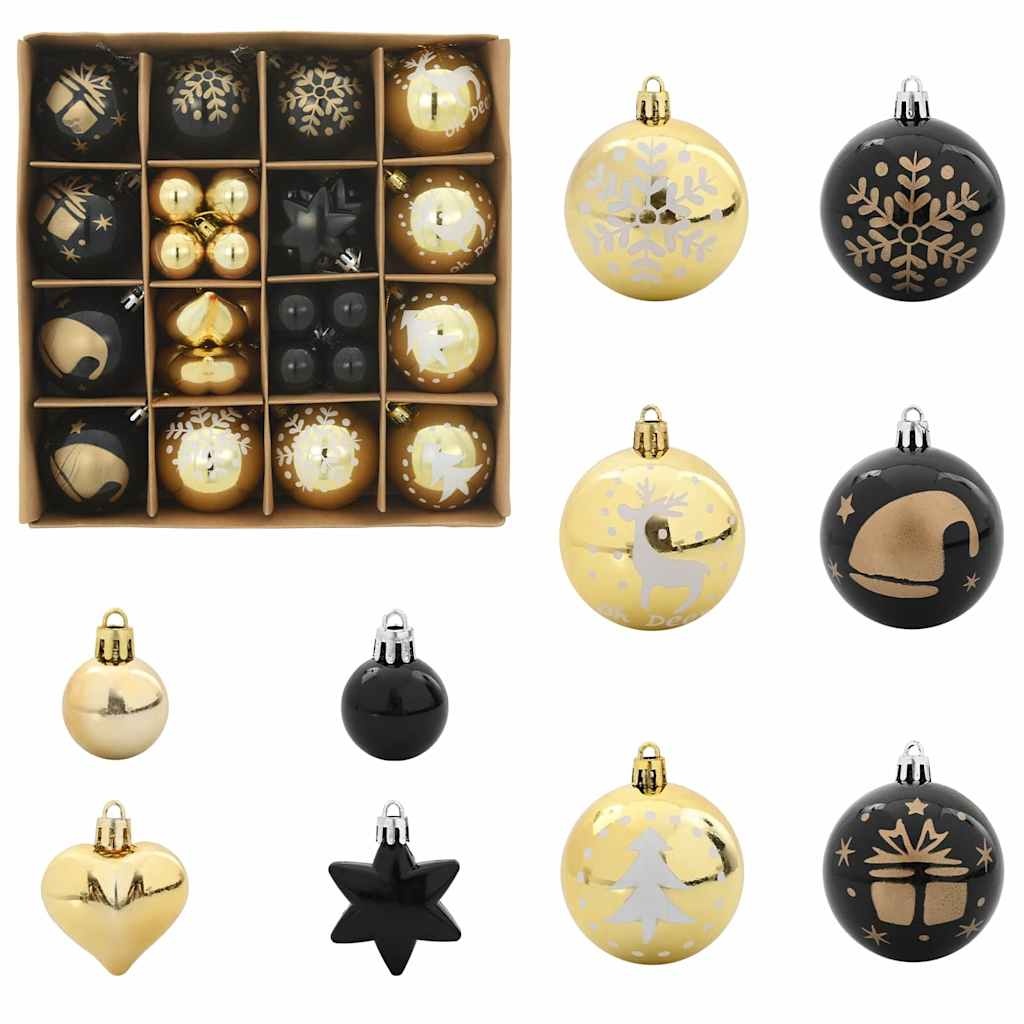 VidaXL Kerstbal Set 40 pcs Zwart en Goud Kunststof