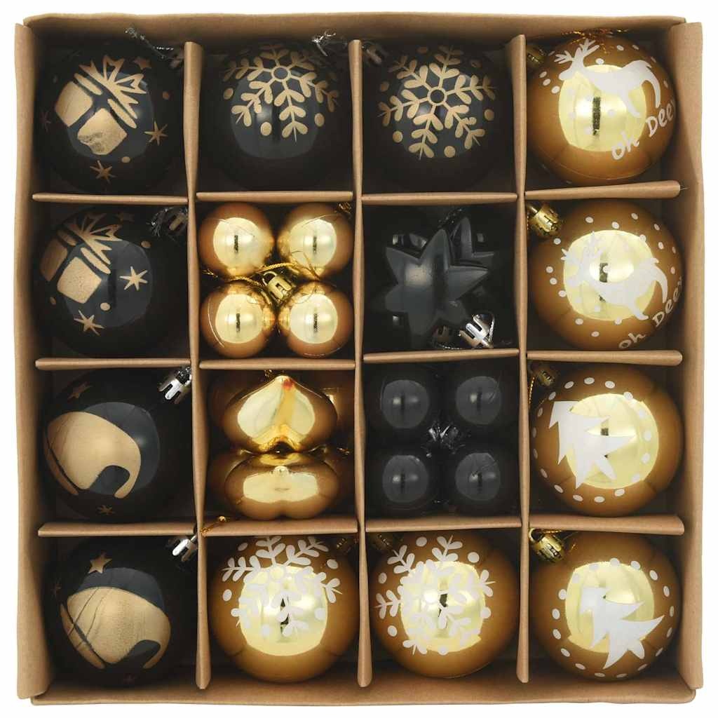 VidaXL Kerstbal Set 40 pcs Zwart en Goud Kunststof
