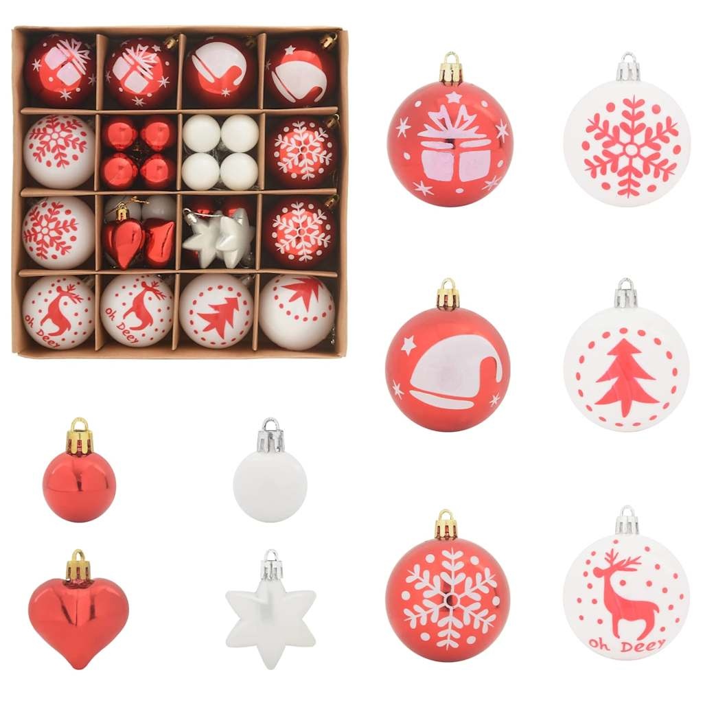 VidaXL Kerstbal Set 40 pcs Rood en Wit Kunststof