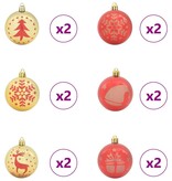 VidaXL Kerstbal Set 40 pcs Goud en Rood Kunststof