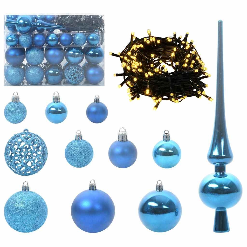 VidaXL Kerstbal Set met 150 LED 61 pcs Blauw Kunststof