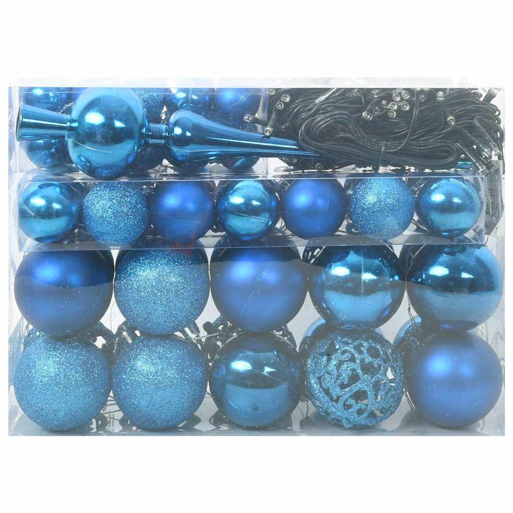 VidaXL Kerstbal Set met 150 LED 61 pcs Blauw Kunststof